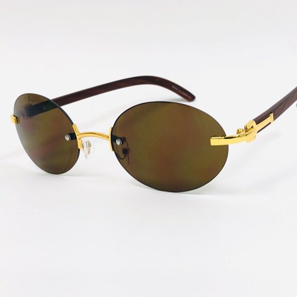 Men Hip Hop Sunglasses Round Dark Brown Lens Street Fashion Metal Lentes Gafas - Picture 3 of 3